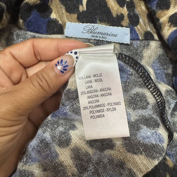 Blumarine Women's Multicolor Wool Animal Print Off Shoulder Long Sleeve Top 6 - Picture 9 of 9